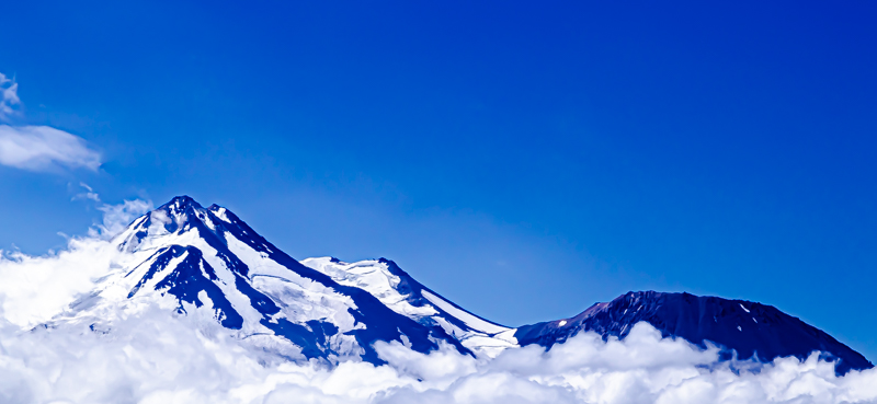 Shasta's snow-covered upper slopes glowing in afternoon light