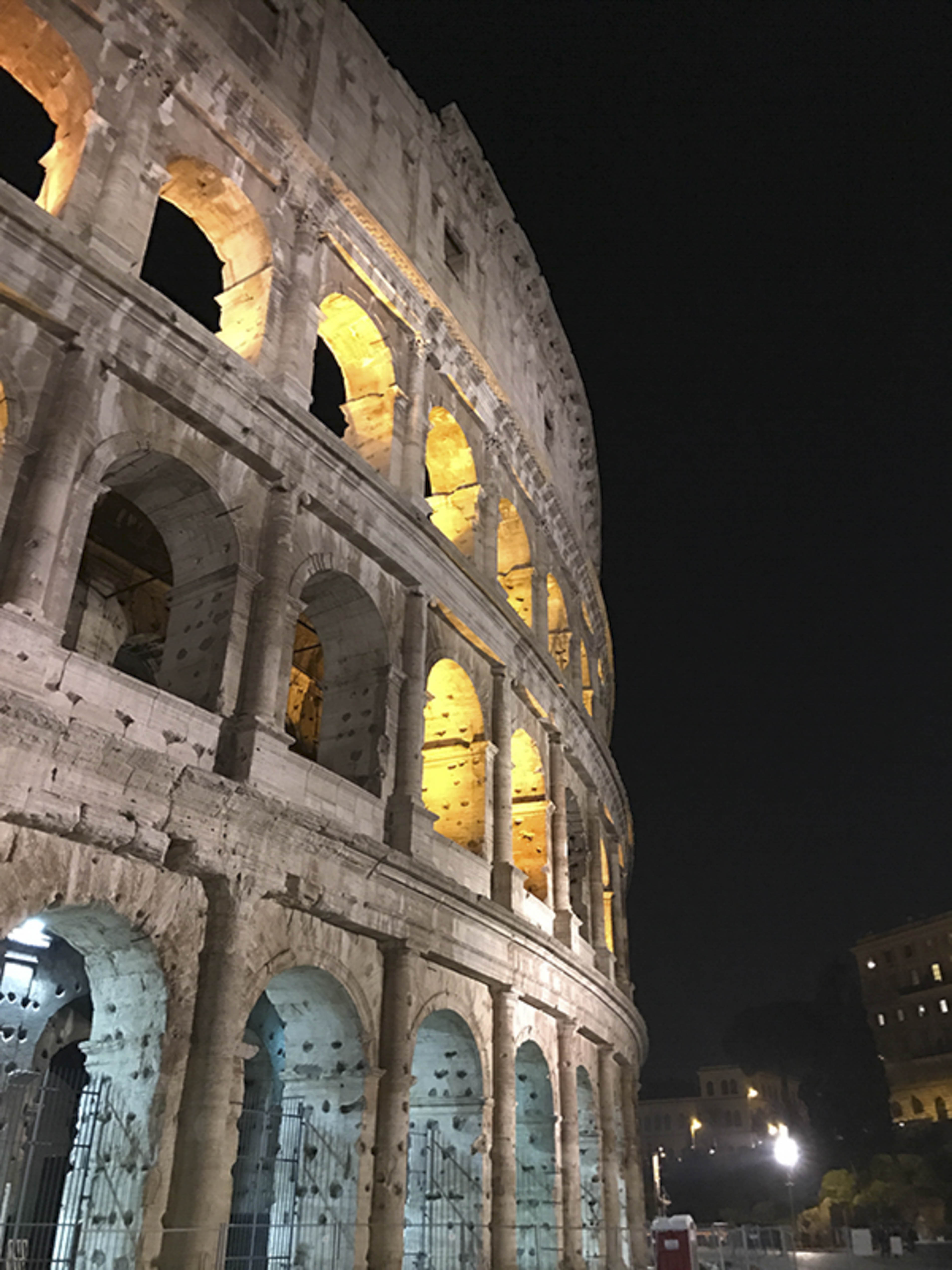 Colosseum at night from street level