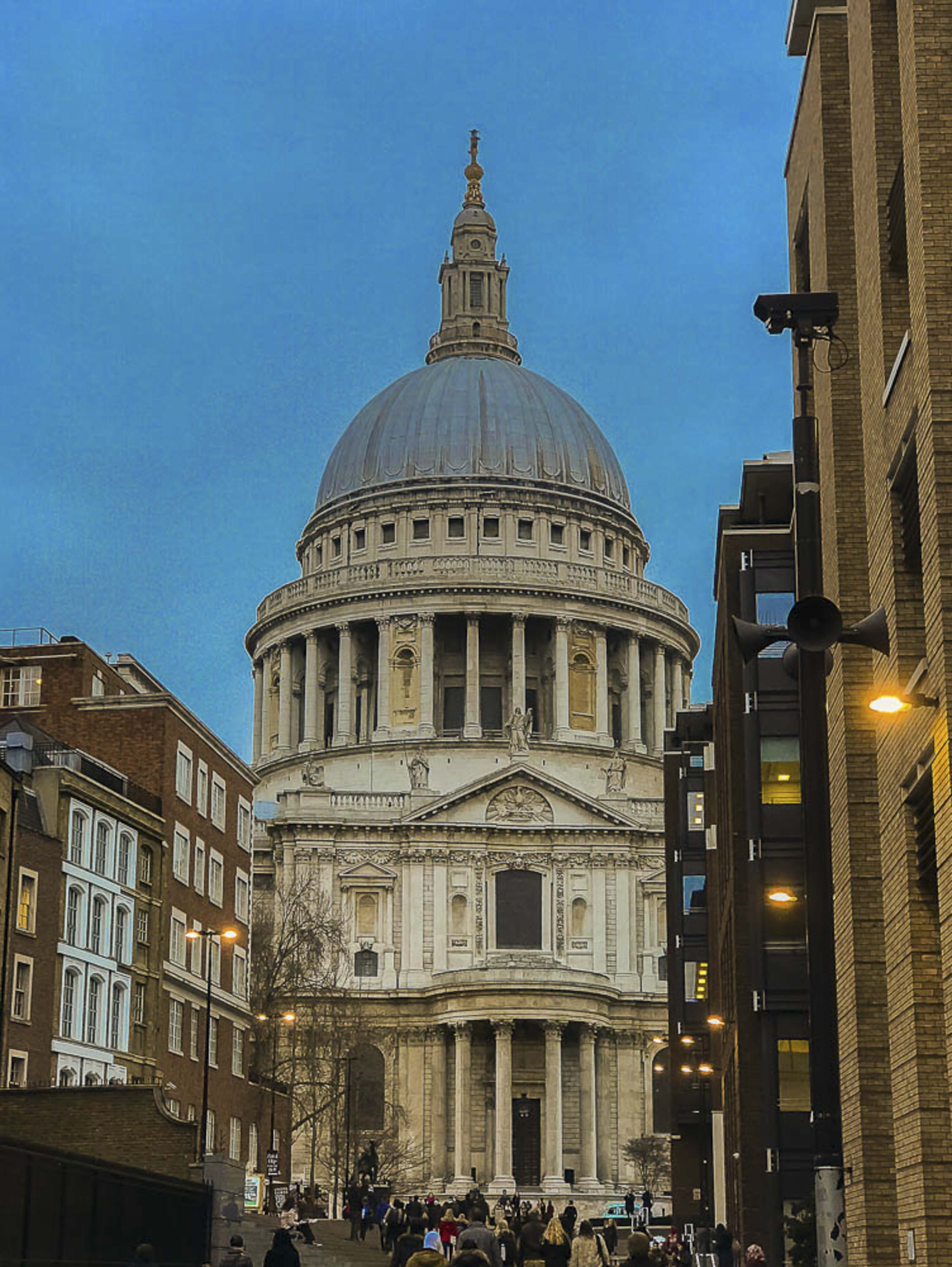 St. Paul's Cathedral dome rising above the city streets