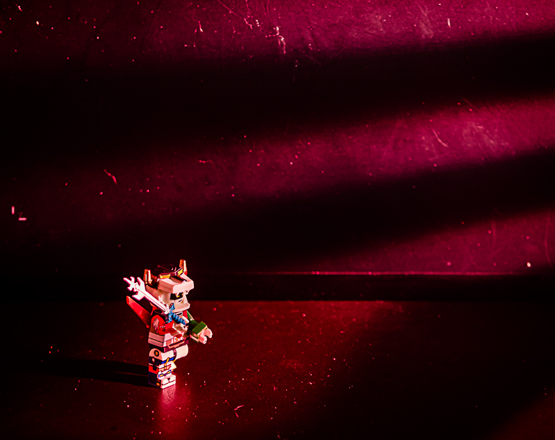 LEGO minifigure close-up — shallow depth of field, bold colors