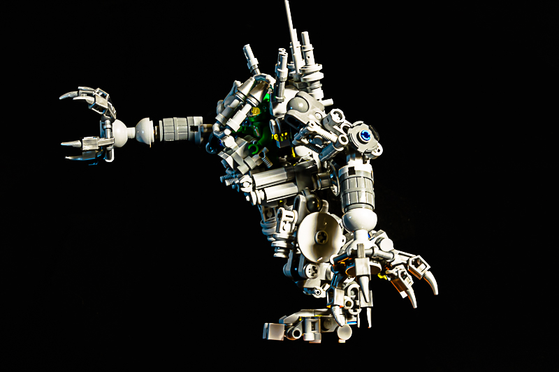 LEGO armour figure against smoke effect — quarantine sci-fi shoot