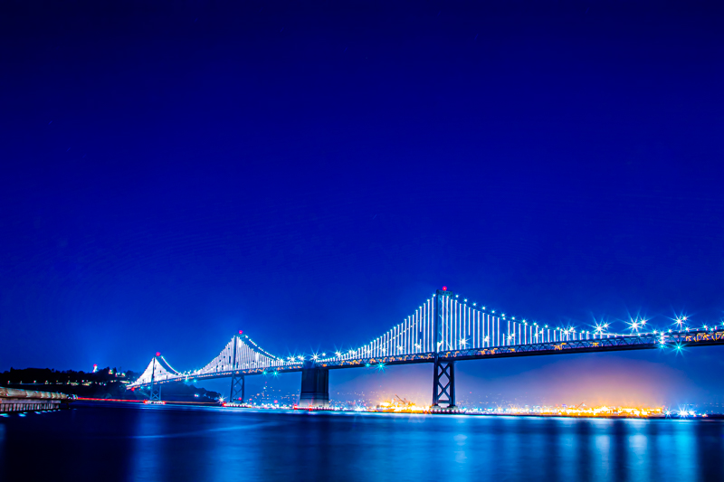 SF Bay at dusk — warm sky fading over the water