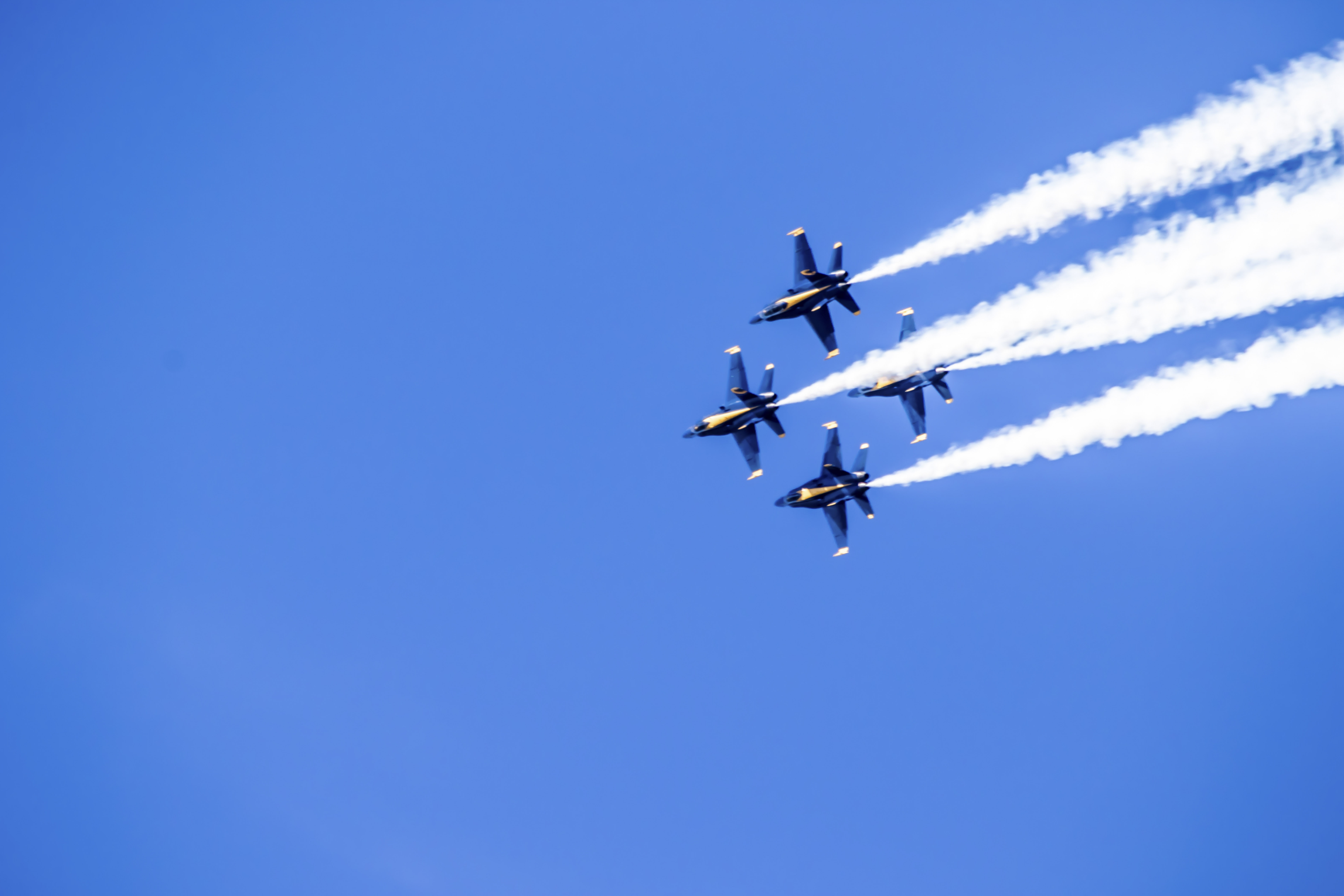 Blue Angels break maneuver — jets peeling off in every direction