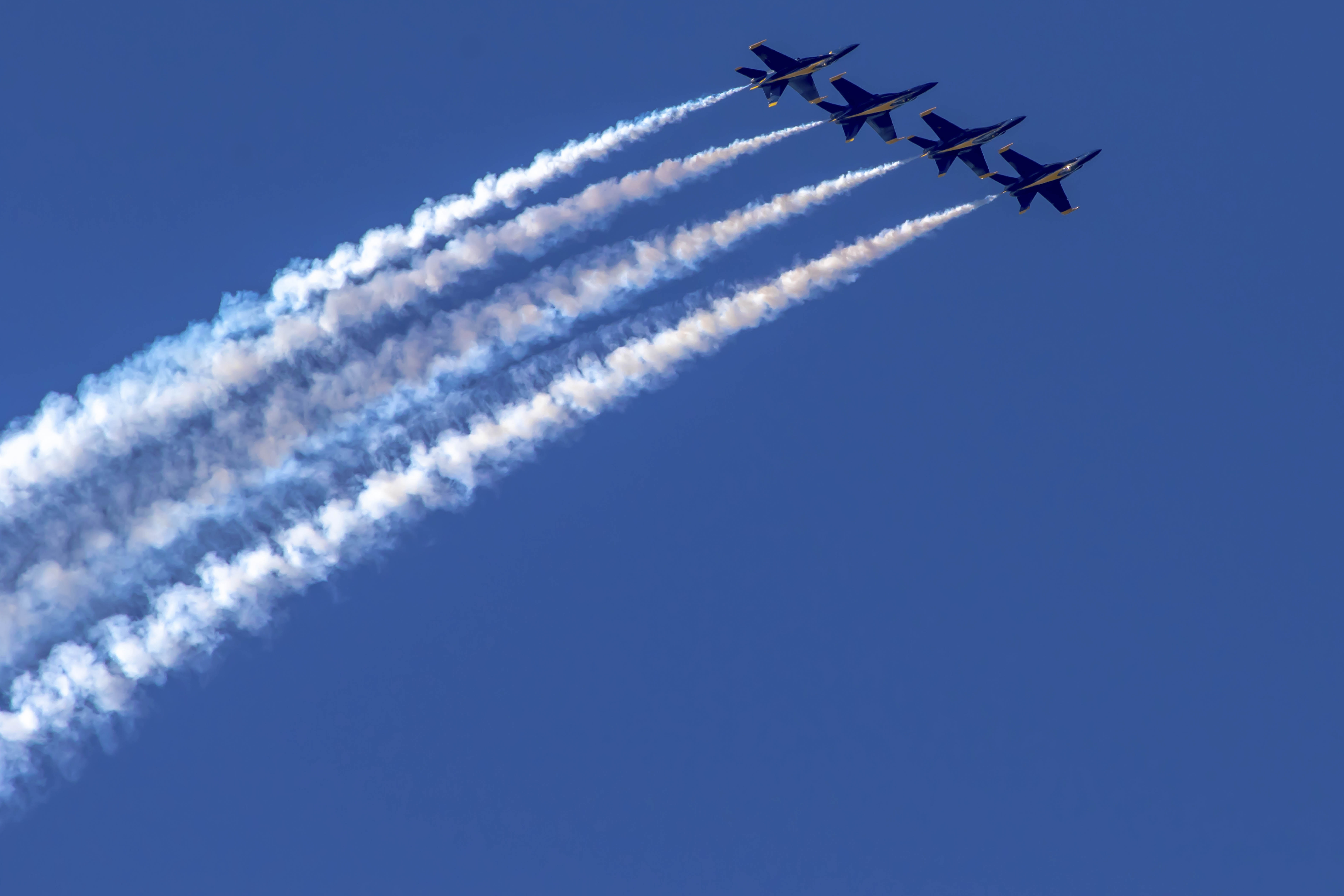Blue Angels loop — a perfect circle of exhaust over the Bay