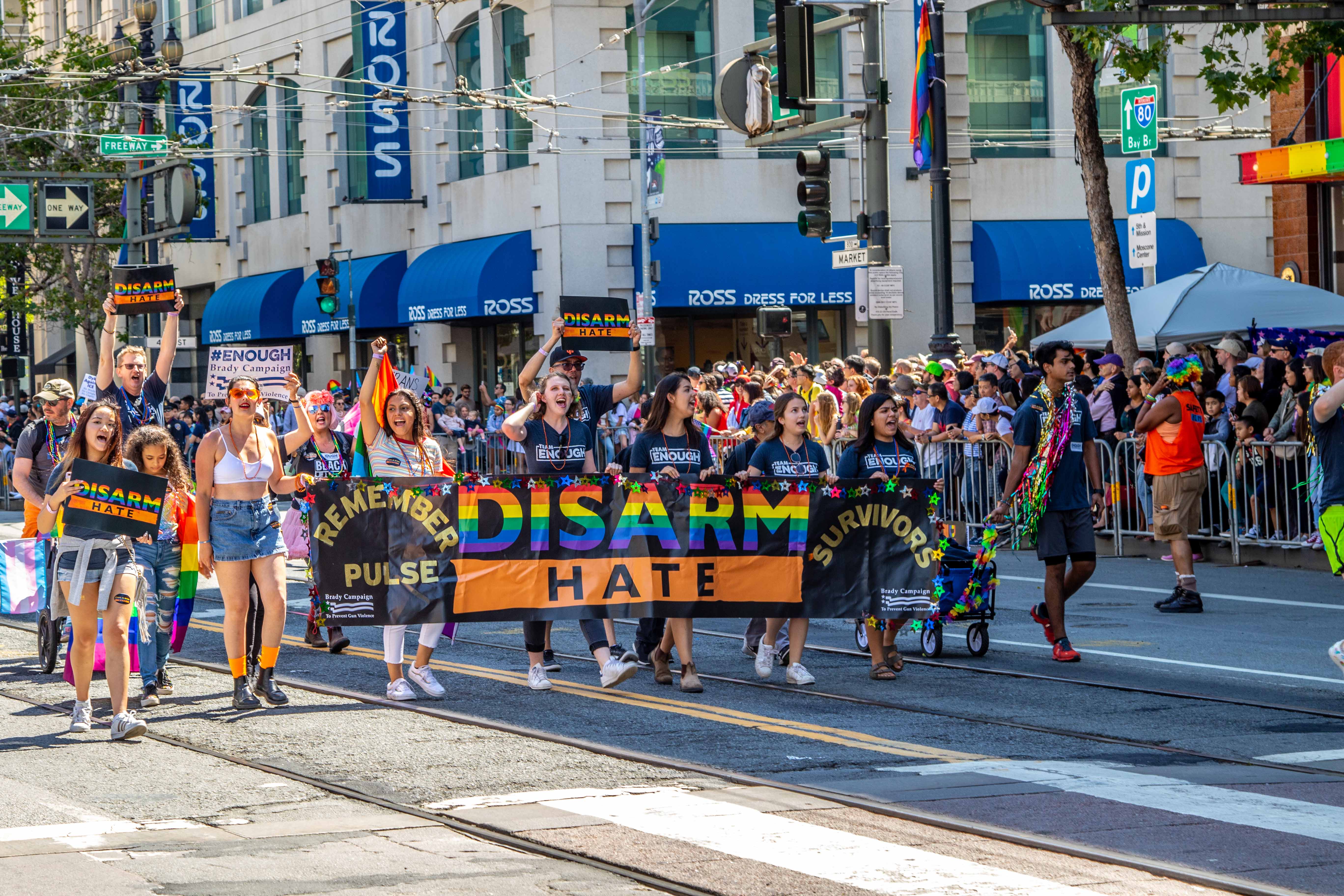 Disarm Hate / Remember Pulse contingent marching in the SF Pride Parade
