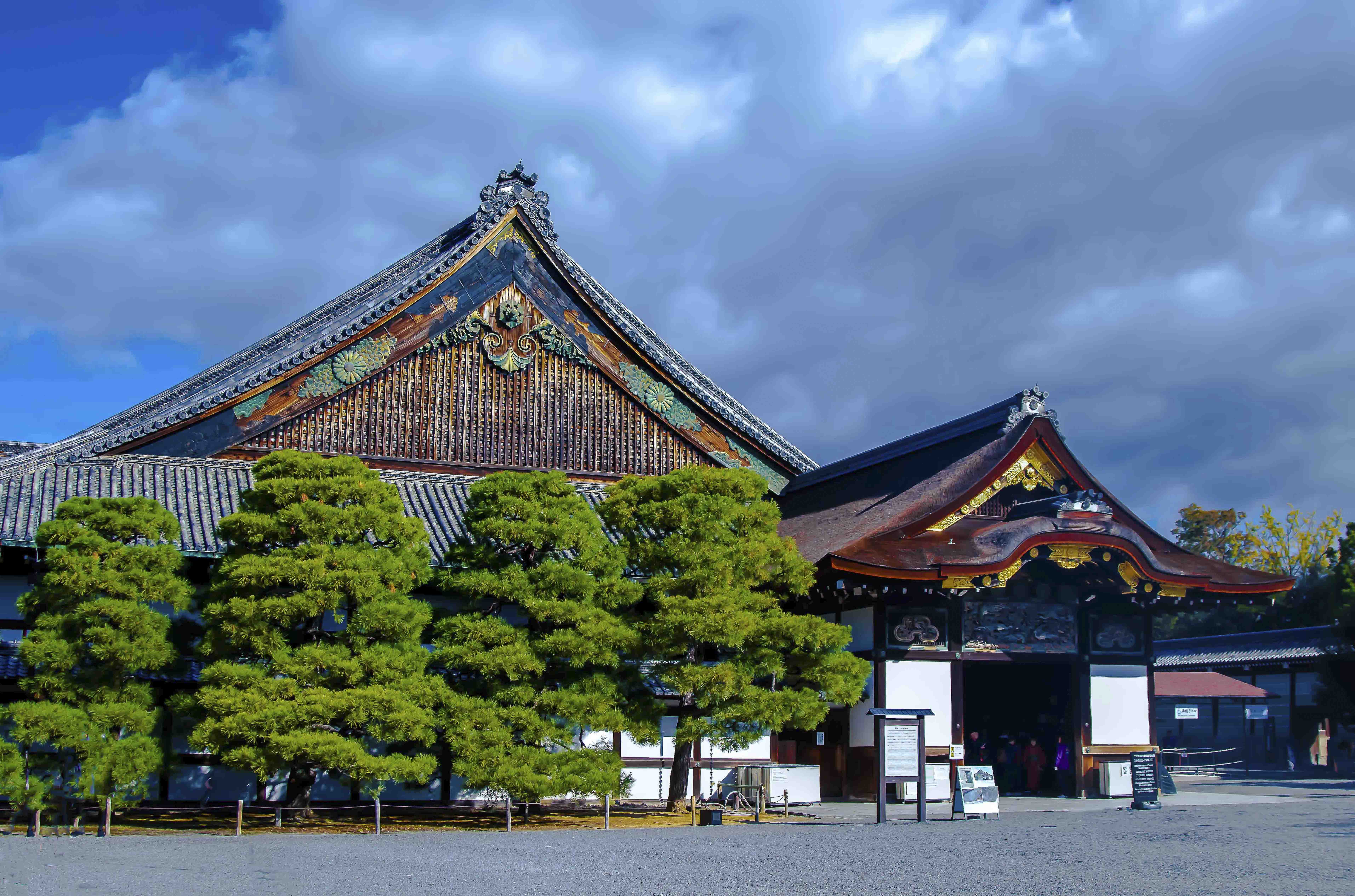 Ninomaru Palace with ancient pine trees, Nijo Castle, Kyoto